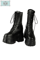 編み上げミドルブーツ 厚底14cm 黒