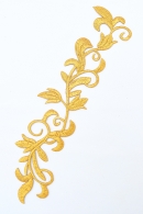 【アイロン接着】刺繍モチーフ　ツタの葉模様　ゴールド