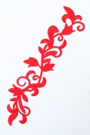 【アイロン接着】刺繍モチーフ　ツタの葉模様　レッド