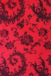 アウトレット チャイナ生地 羽根・牡丹柄 - レッド・ピンク1424 1m  2906